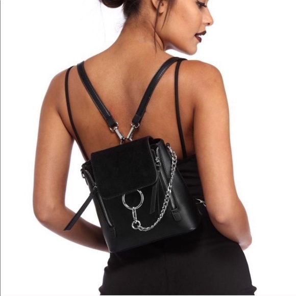 Handbags - Black metal chain mini backpack